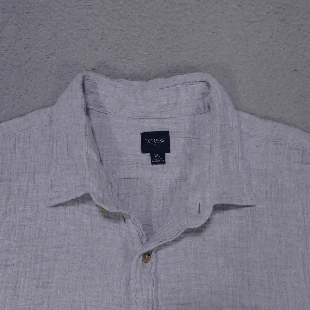 J.Crew Short Sleeve Gauze Shirt Mens XL Grey Textured Button Up